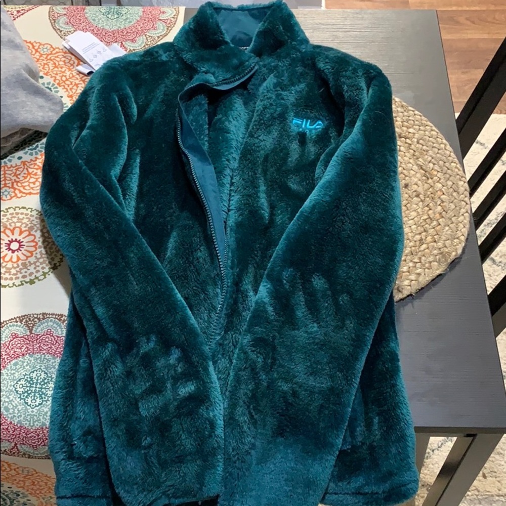Faux fur green jacket